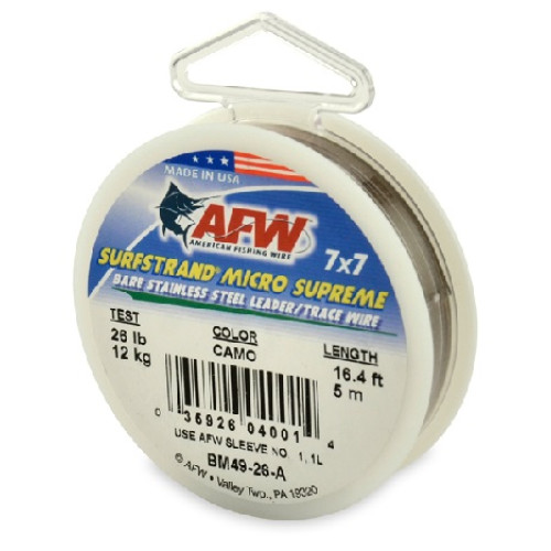 AFW 26# Surflon Micro Supreme, 7x7 Stainless Leader - 16.4 feet
